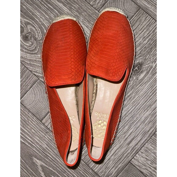 Vince Camuto Driston Espadrilles Flats Orange Suede Snakeskin Animal Print 8 - Picture 1 of 5